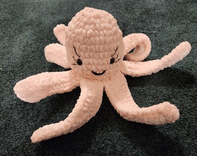 Pink and white crocheted Octopus. - image3